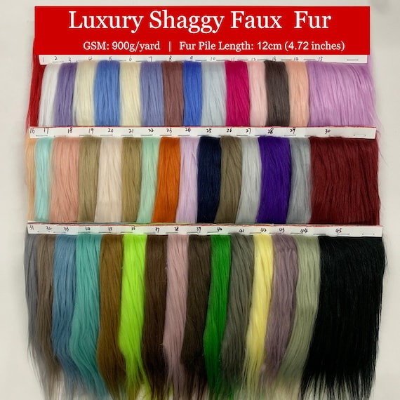 Solid Long Pile Shaggy Faux Fur Fabric,Furry Fake Fur Fabric for Blanket Jacket Fursuit Material Area Rug Dolls Hair Making Fur Craft Supply