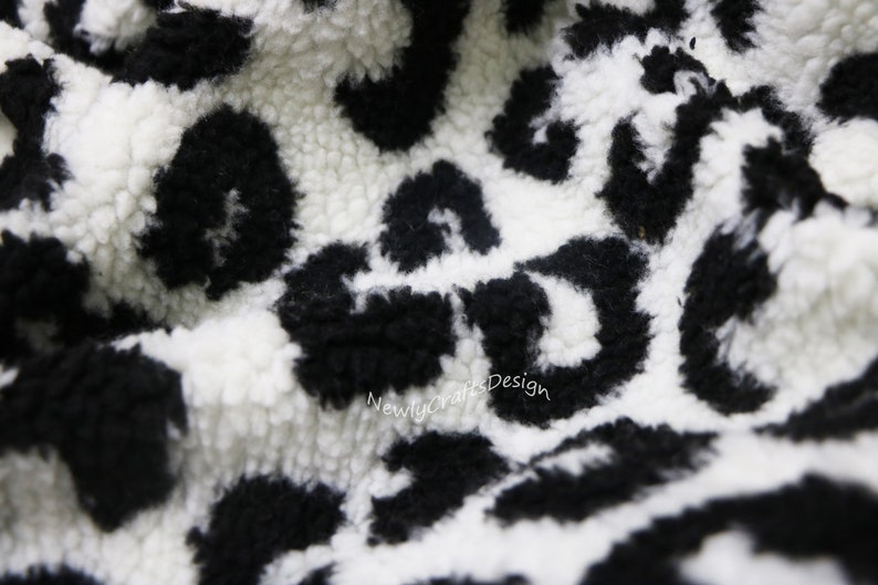 Leopard Print Faux Fur Fabric, Stretchy Sherpa Fleece Fabric Plush Lamb ...