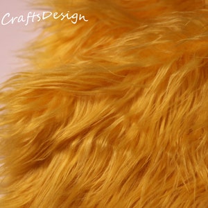 Yellow Shag Long Pile Soft Faux Fur Fabric,Soft Fake Fur for Costume,Throws,Home Furnishing,Photo Props,Coat,Vest,Craft Fur Sold by the yard