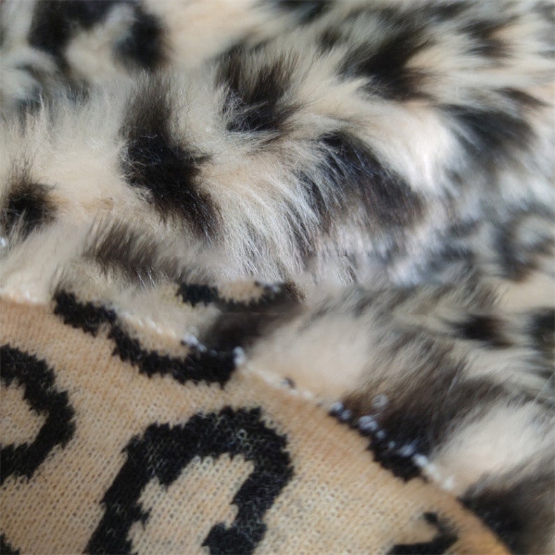 Fake Rabbit Paws Leopard Print Faux Fur Fabric,brown Rabbit Fake Fur for Winter Warmer ...