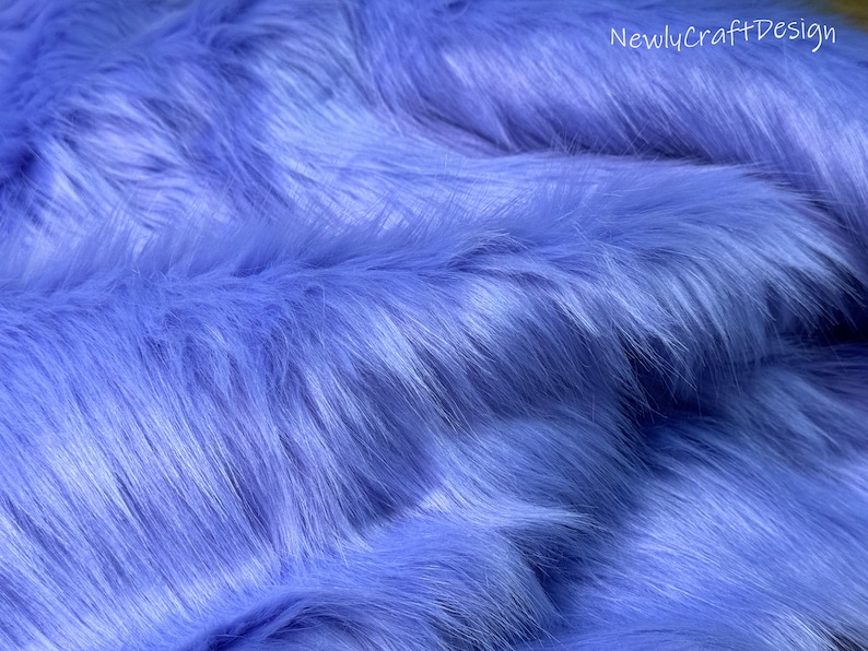 Blue Purple Fox Fur, Faux Fake Fur Long Pile Fabric,Plush Luxurious Appeal Clothing Accessories Scarf Rugs Costume Jacket Shawl Wrap Blanket image 3