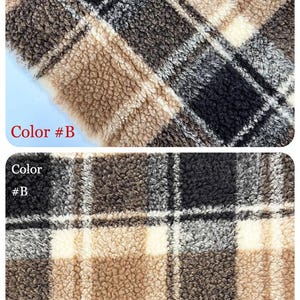 Checked Sherpa Fabric, Double-Sided Plaid Fleece Fabric, Thick Lamb Wool Fabric, Winter Fabric for Coat Jacket Thermal Lining, Doll Costumes, Teddy Bear, Blanket, Plush Toys, Photo Props, Scottish Style Faux Fur Fabric,Luxury High Quality Fur,Fursuit