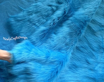 Aqua Blue Luxury Shag Fur,Soft Long Pile Fur,Fluffy Faux Fur Fabric for Cosplay Costume Decoration Sewing DIY Craft Supplies Craft Fur Hobby