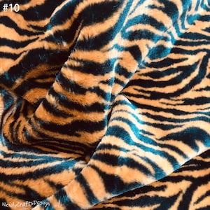 Tiger Stripe Fabric,Thick Rabbit Fur,Short Pile Orange Black Animal Pattern Faux Fur for Fursuit Halloween Costume Cosplay Plush Doll Making