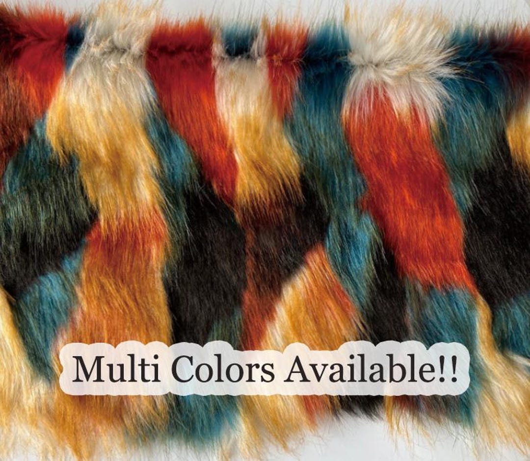 Multi Color Jacquard Faux Fur, Luxury Shaggy Fur, Long Pile Tie Dye ...