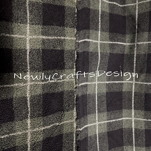 Checked Sherpa Fabric, Plaid Sherpa Fabric, Soft and Cuddly Jacket Fabric, Plush Shoe and Hat Fabric, Winter Fabric, Cushion Fabric, Soft Fabric, DIY Fabric, Fabric by the 1/2 Yard or Yard, 100% Polyester Plaid Sherpa Fleece Fabric for Winter Coat, Down Jacket, Throw Blanket, Fur Hats, Fur Bags, Scarf, Pompoms