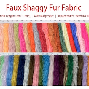 Shaggy Faux Fur Fabric, Furry Short Pile Fur, Fake Fur Materials for Costumes Apparel Pillow Throw Blanket DIY Crafts Home Decor Photo Props