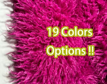 Mongolian Long Pile Faux Fur Fabric,Long Hair Pile Fabric,Pitaya Pink Sheepskin Lamb Fur for Collar Jacket Rug Blanket Doll Hair Reroot Wigs