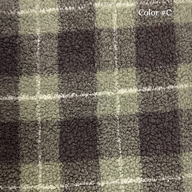 Checked Sherpa Fabric, Plaid Sherpa Fabric, Soft and Cuddly Jacket Fabric, Plush Shoe and Hat Fabric, Winter Fabric, Cushion Fabric, Soft Fabric, DIY Fabric, Fabric by the 1/2 Yard or Yard, 100% Polyester Plaid Sherpa Fleece Fabric for Winter Coat, Down Jacket, Throw Blanket, Fur Hats, Fur Bags, Scarf, Pompoms
