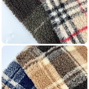 Checked Sherpa Fabric, Double-Sided Plaid Fleece Fabric, Thick Lamb Wool Fabric, Winter Fabric for Coat Jacket Thermal Lining, Doll Costumes, Teddy Bear, Blanket, Plush Toys, Photo Props, Scottish Style Faux Fur Fabric,Luxury High Quality Fur,Fursuit
