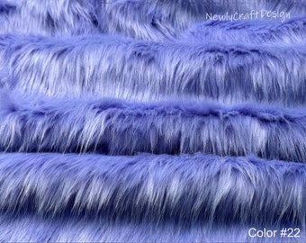 Blue Purple Fox Fur, Faux Fake Fur Long Pile Fabric,Plush Luxurious Appeal Clothing Accessories Scarf Rugs Costume Jacket Shawl Wrap Blanket