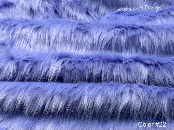 Blue Purple Fox Fur, Faux Fake Fur Long Pile Fabric,Plush Luxurious Appeal Clothing Accessories Scarf Rugs Costume Jacket Shawl Wrap Blanket