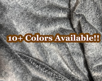 Soft Plush Fabric, Bi-colored Short Pile Fur Black with White Tips Minky Rabbit Faux Fur Fabric for Plush Toys, Costume Crafts,Sewing Supply