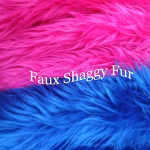 Shaggy Faux Fur Fabric,Hot Pink Long Pile Fur,Fake Fur for DIY Crafts,Costumes,Rugs,Blankets,Throws,Sewing Supplies,Pillow,Coat,Photo Props