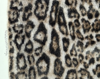 Leopard Print Faux Fur,Black Fabric,Punk Style Gray Gothic Animal Print Leopard Cheetah Panther Fabric for Cosplay Craft DIY Project Blanket
