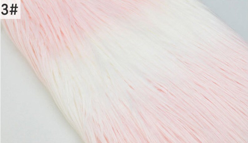 Rainbow Gradient Tie Dye Faux Fur,Long Pile Shaggy Faux Fur Fabric Cosplay Costume Material,Fursuit Tail,Newborn Photo Prop,Luxury Craft Fur Style - 3