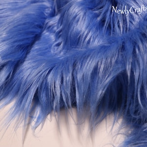 Shaggy Long Pile Faux Fur Fabric,Blue Luxury Shag Fur,Premium Ultra Soft Fur Fabric for Monster Hair Plush Toys Doll Making DIY Craft Supply