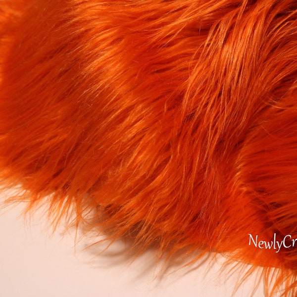 Fausse fourrure orange à poils longs, artisanat de luxe à poils longs, couture de costumes de cosplay, décoration, bricolage, passe-temps, fausse fourrure vendu par mètre