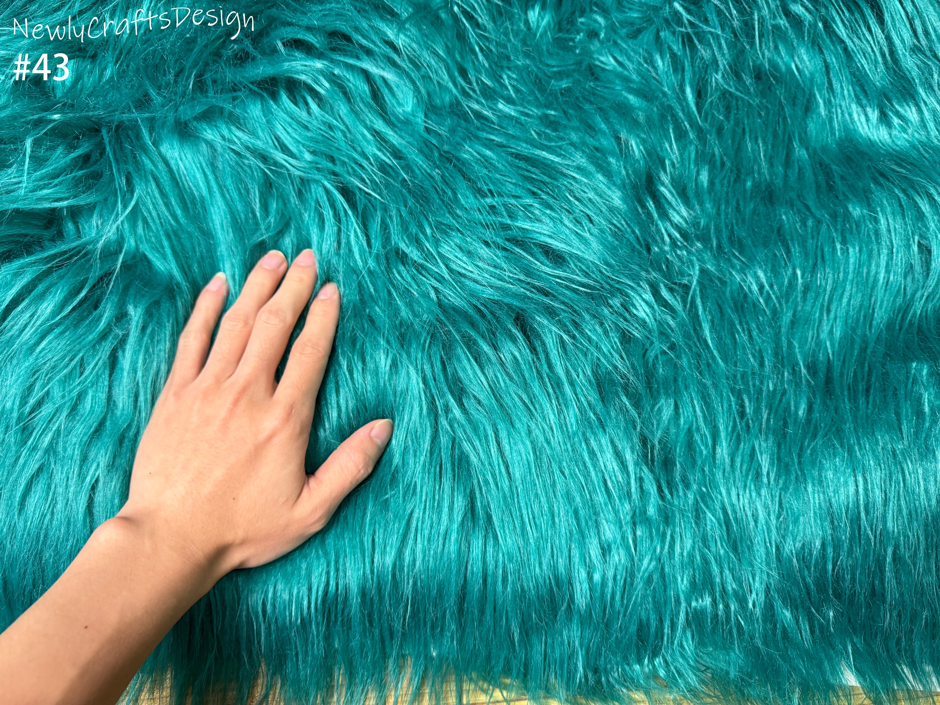 Teal faux fur pillow sale