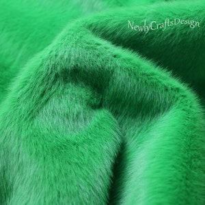 Lime Green Faux Fur Fabric By The Ribbon Strip – 60" Wide Pre-Cut Roll, Double-Sided