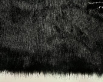 Black Shaggy Faux Fur Fabric,Luxury Long Pile Fur,Thick Fake Fur,Soft Fluffy Fur Supplies for Fursuit Cosplay Costume Throw Pillow DIY Craft