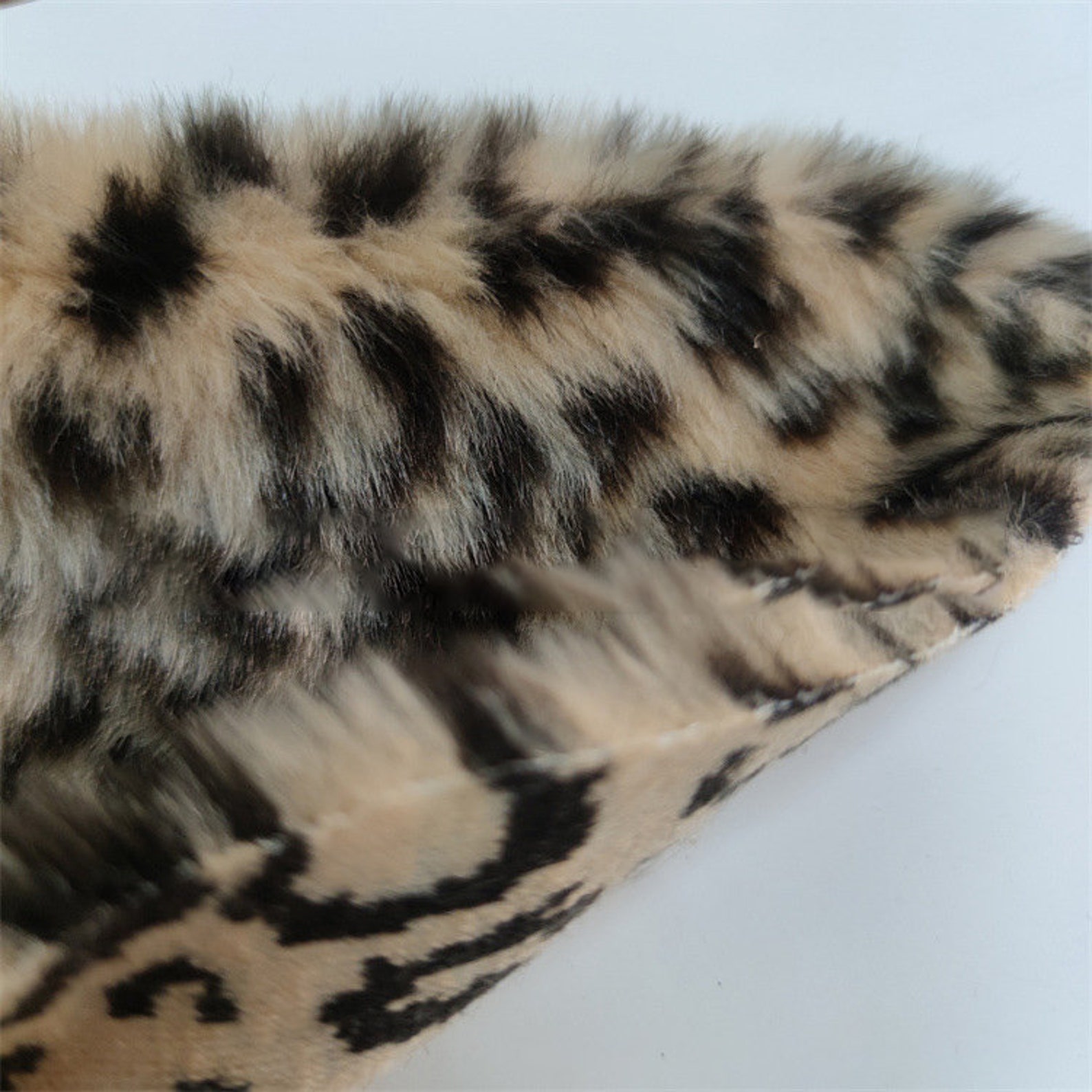 Fake Rabbit Paws Leopard Print Faux Fur Fabric,brown Rabbit Fake Fur for Winter Warmer ...