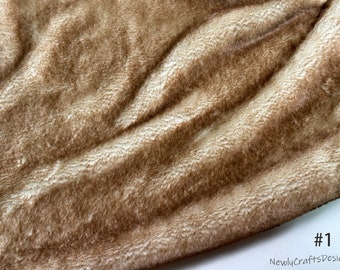 Tessuto in finta pelliccia di coniglio bicolore, tessuto in peluche super morbido a pelo corto per giocattoli di peluche, tessuto da cucito, oggetti di scena, tessuto per coperte Minky, pelliccia Fursuit