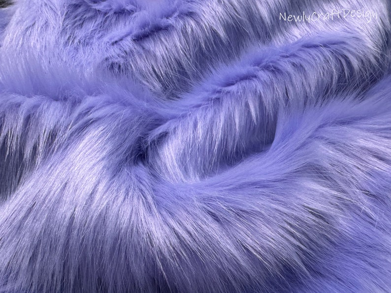 Blue Purple Fox Fur, Faux Fake Fur Long Pile Fabric,Plush Luxurious Appeal Clothing Accessories Scarf Rugs Costume Jacket Shawl Wrap Blanket image 5