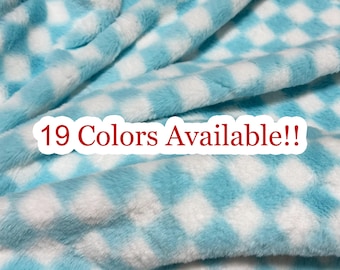 Plush Plaid Faux Fur,Super Soft Minky Rabbit Bunny Fur for Stuffed Toys Sewing,Fursuit,Blanket,Cosplay Costume,Photo Prop,Throw Pillow,Craft