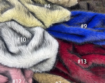 Faux Fur Fabric, Fox Faux Fake Fur Animal Long Pile Fabric with Black Tips Sold By The Yard, Fursuit Clothing Accessories Scarf Rugs Costume