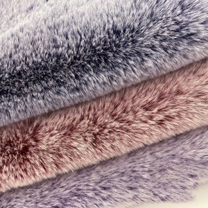 Bi-Colored Faux Rabbit Fur with White Tips,Black Fuzzy Faux Fur Fabric for Down Jacket,Hoodie,Scarf,Winter Warmer,Collar,Boot Cuffs,Pompoms