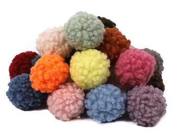 Colorful Yarn Pom Poms Crafty Handmade Fluffy Fur Ball with Elastic Loop,Faux Wool Lamb Pompom for Shoes Knit Hat Keychain Key Ring,6 Pieces