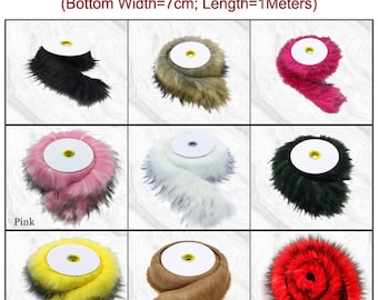 Decorative Colorful Faux Fur Trim Ribbon,Fluffy Faux Raccoon Fur Fringe Stripe for Slide Slippers,Collar,Hood Replacement,Costume Decoration
