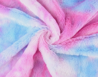 Fausse fourrure douce de lapin, Couverture en minky, Tissu à coudre pour jouets rembourrés, Fourrure pour costume, Peluche ultra douce, Tissu licorne arc-en-ciel