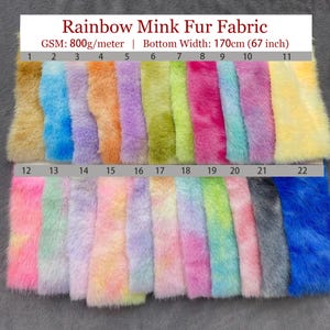 Neon Pastel Rainbow Faux Fur Fabric,Multi Color Mink Fur,Plush Toys Fabric,Soft Faux Rabbit Bunny Fur for Blanket Bag Hat Pompoms Slippers
