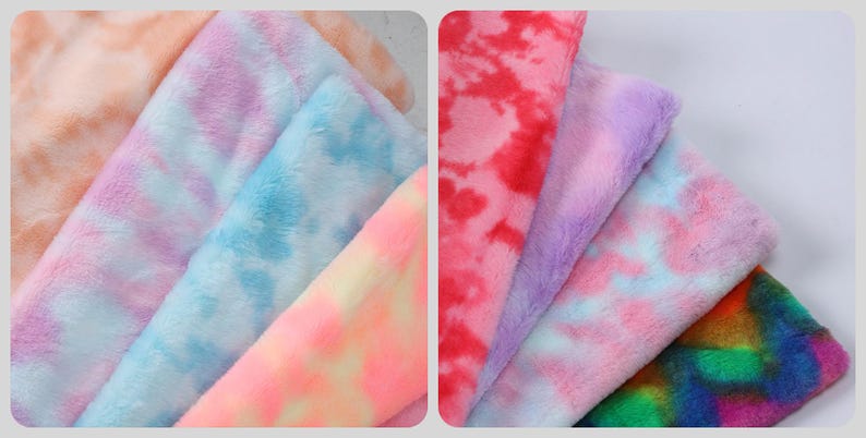 Soft Faux Rabbit Bunny Fur, Short Pile Plush Toys Fabric, Unicorn Rainbow Gradient Faux Fur Fabric for Fursuit, Cosplay Costume, Photo Prop, Trim, Throw Pillow, Crafts, DIY Costume Crafts Furry Fabric Blanket, Ultra Soft 0.5" Short Pile Rabbit Fur Fabric for Fur Bags Fur Hat Winter Headband Pompoms Slide Slippers Clothing Fur Collar Coat Fabric, Home Decor, Stuffed Toys Making