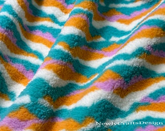 Colorful Sherpa Fleece Fabric,Wavy Pattern Warm Lamb Wool Faux Fur for Plush Toys Fur Bags Winter Hats Jacket Blanket Sherpa Soft and Cuddly