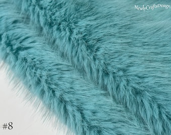 Teal Blue Luxury Fox Faux Fur Fabric, Fluffy Faux Fake Fur Animal Long Pile Fabric for Fashion Clothing Accessories Costumes Scarf Rugs Bags