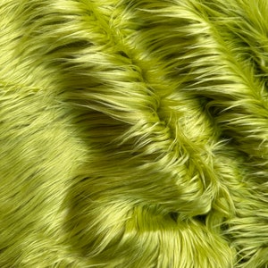 Apple Green Fake Fur,Luxury Long Pile Faux Shaggy Fur Fabric by the Yard,Monster Hair Doll Making Cosplay Costume Upholster Fabric Craft Fur