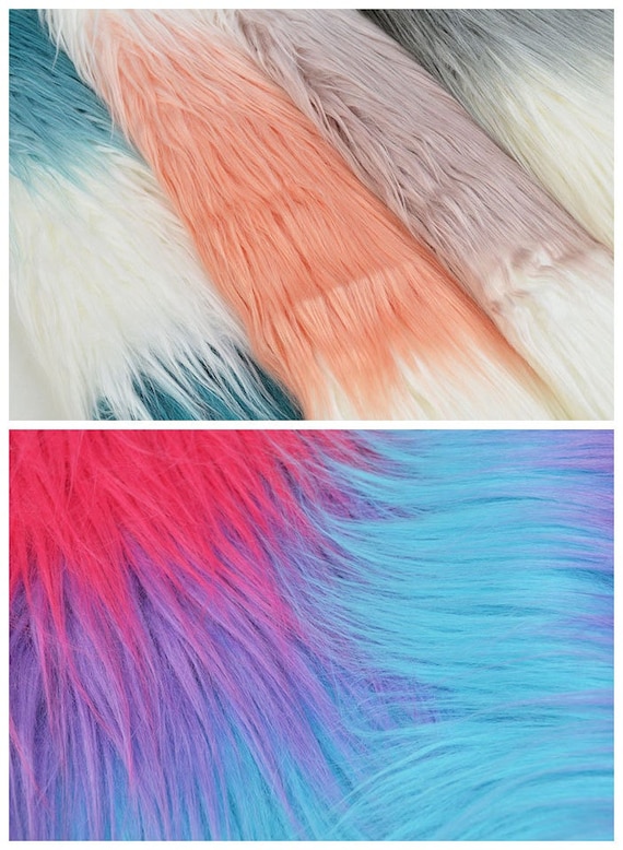 Rainbow Gradient Tie Dye Faux Fur,Long Pile Shaggy Faux Fur Fabric Cosplay Costume Material,Fursuit Tail,Newborn Photo Prop,Luxury Craft Fur
