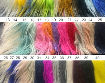 Solid Shaggy Faux Fur Fabric, Long Pile Luxury Shaggy Fuzzy Fur Material for Craft Sewing Fursuit Cosplay Costume Decorations, Monster Hair