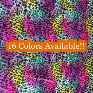 Multi Colored Faux Fur, Leopard Spotted Shaggy Short Pile Faux Fur Fabric by the yard, Animal Print Fur for Coat,Fashion Fursuit Costume,Bag