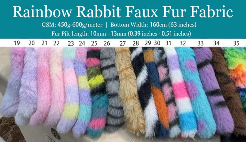 Soft Faux Rabbit Bunny Fur, Short Pile Plush Toys Fabric, Unicorn Rainbow Gradient Faux Fur Fabric for Fursuit, Cosplay Costume, Photo Prop, Trim, Throw Pillow, Crafts, DIY Costume Crafts Furry Fabric Blanket, Ultra Soft 0.5" Short Pile Rabbit Fur Fabric for Fur Bags Fur Hat Winter Headband Pompoms Slide Slippers Clothing Fur Collar Coat Fabric, Home Decor, Stuffed Toys Making