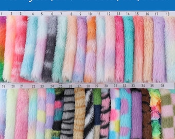Rainbow Tie Dye Soft Plush Faux Fur Minky Fabric, Neon Pastel Multi-Color Furry Fabric for Fursuit Costumes Stuffed Toys DIY Crafts Bags Hat