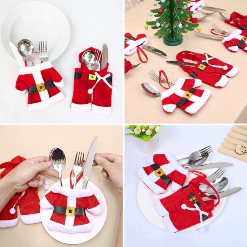 6 Pieces Christmas Silverware Holders Knife Fork Pouch Bag for image 8