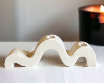 Wavy candle holder, Candlestick for candles, terrazzo candle holder, Interior decoration, Candle holder, Natural material, ceramic powder