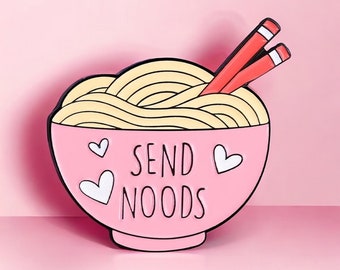 Pin’s en émail « Send Noods », Pour les amoureux des noodles, Pin’s fun, Cadeau unique et original