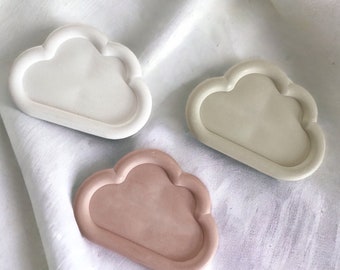 Ceramic Cloud tray for jewelry storage, decorative empty pocket tray or candle holder, Birthday gift, Christmas gift