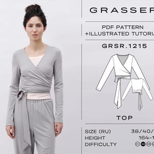 Balletcore Wrap Top PDF Sewing Pattern | Sizes 38 / 40 / 42 (RU) | Pattern No. 1215 | Digital Pattern for Women