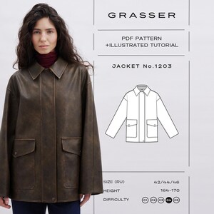 Schnittmuster für eine Oversize-Lederjacke (PDF) | Größen 42 / 44 / 46 (RU) | Modellnr. 1203